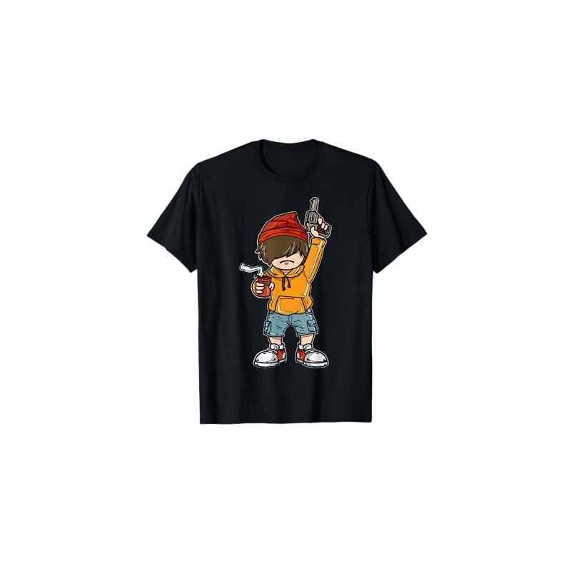 Cartoon Character With Weapon Kid Character T-Shirt