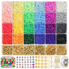 WANSPOORTS 6000+pcs 24Color Polymer Clay Beads Charms Friendship Bracelet Necklace Earring Jewelry Making kit, Accessories for Arts Crafts DIY Gifts for Women Girls
