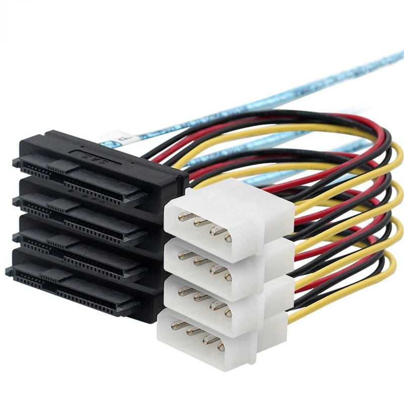 Bolwins P47CS Mini SAS 36-Pin Male (SFF-8087) to 4x 29-Pin