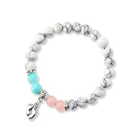 New Mom Gifts for Women Daughter Wife Mama Bracelet for Women Friend Sister Pregnancy Gifts for First Time Moms to Be Gifts for New Mom Mama To Be Bracelet Beads with Feet Prints