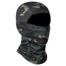 Balaclava Face Mask UV Protection Ski Sun Hood Tactical Camo Masks for Men Women - Color: Black