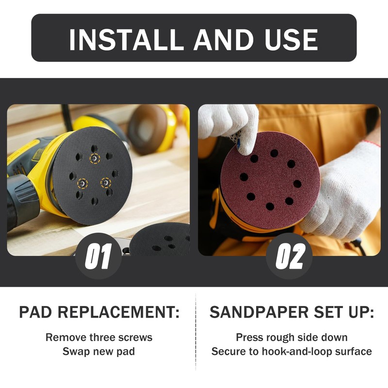 AegisTorq 5 inch 8 Hole Replacement Sander Pad, 2pcs 5