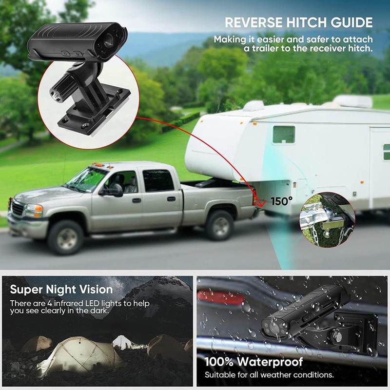 Pomya Reverse Hitch Camera, 1080P Night Vision Backup Rear View