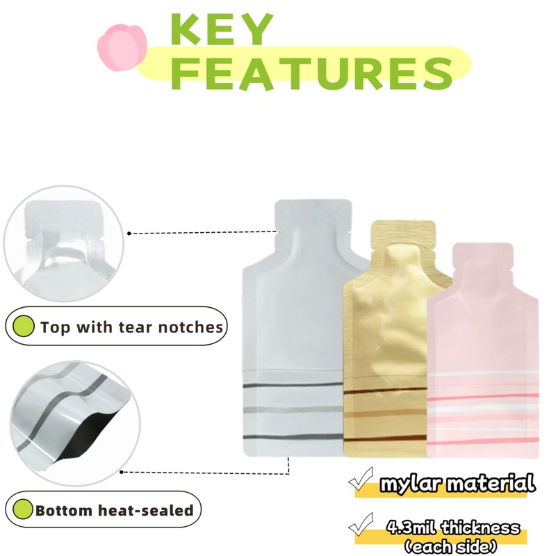 MITOB 100 Pack 2.95x5.1 inch Heat Seal Sample Mylar Packets