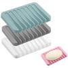 4PCS Self Draining Soap Holder Rack, Advanced Silicone Soap Dish