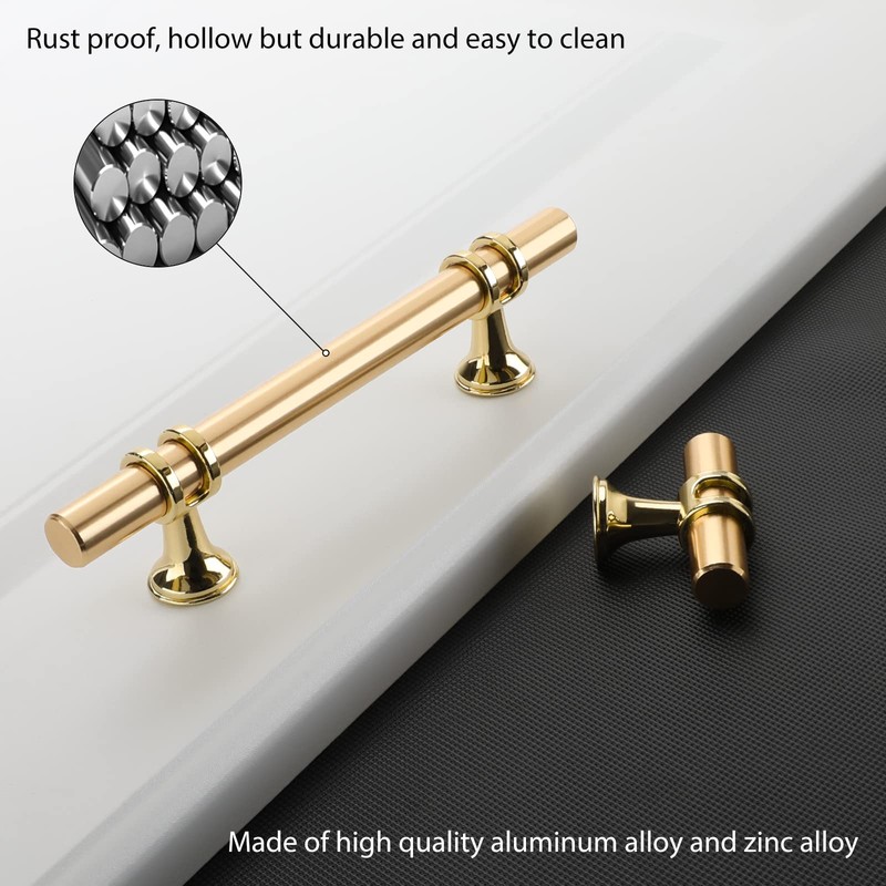 Rergy 5 Pack Brushed Brass Cabinet Pulls Gold Cabinet Pulls
