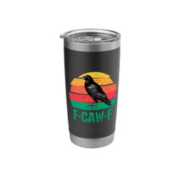 F-Caw-F Black Crow Black Bird Retro Sunset Vintage F-Caw-F Stainless Steel Insulated Tumbler