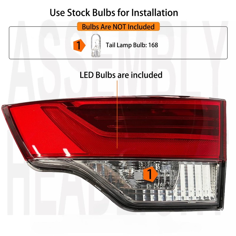 Inner Right side LED Taillihgt Assembly For 2017-2019 Toyota Highlander
