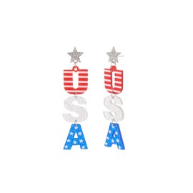 Madison Tyler Hypoallergenic Earrings | USA Stud Dangle Earring | 4th of July Earrings | Americana Flag Drop Earring | Independence Day Earring for Women | Patriotic Earrings Holiday Gifts