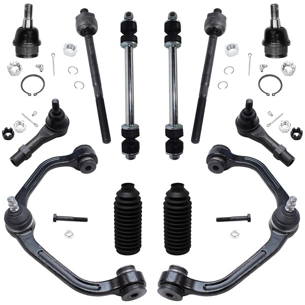 Detroit Axle - Front End 12pc Suspension Kit for Ford Ranger Mazda B2300 B2500 B3000 B4000, 2 Upper Control Arms 2 Lower Ball Joints 4 Inner Outer Tie Rods 2 Boots 2 Sway Bar Links Replacement