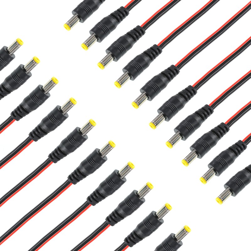 Oiyagai 20pcs DC Power Pigtail Cable 12V 5A Male for