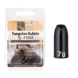 Zite Fishing Tungsten Bullet Weights 3.5-14g Finesse Carolina & Texas Rig Fishing Weights Set Matte Black Coated Bass & Zander Fishing Mounts Tungsten Weight (7.2g)