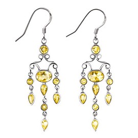Franki Baker Citrine Gemstone & Sterling Silver Chandelier Drop Earrings