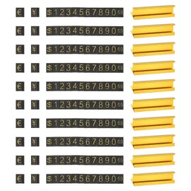 PATIKIL Price Cube Display Price Blocks Adjustable Removable Number Price Stand Gold Tone Counter Price Display for Retail Gold Tone on Black, Hundred Thousand Digit, 10 Set