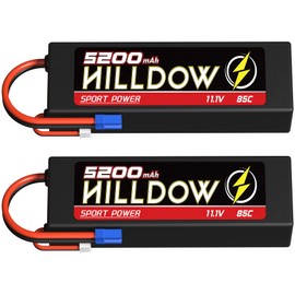 Hilldow 11.1V Lipo RC Battery 3S 85C 5200mAh Lipos Batteries Rechargeable with EC5 Connector for RC Car Boat Truck Helicopter Airplane Racing Models