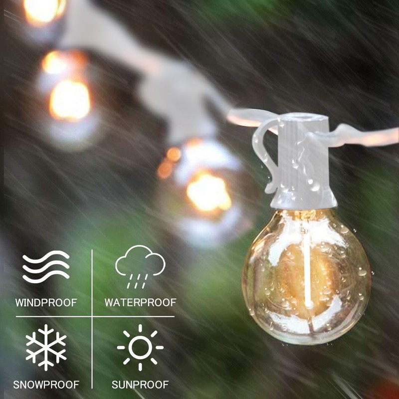 SUNTHIN White Outdoor String Lights, 48FT White Patio Lights with