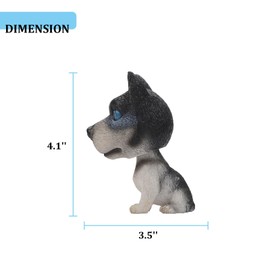 IBWell Resin Bobbing Head Dog Figurine Car Dashboard Decor,Bobblehead Puppy Play Figurines for Home Office Desk Decoration Ornaments (Siberian Husky-Squat)