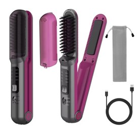 Kabellose Haarglätter, 2 in 1 Kabellose Glättbürste und Kabellose Glätteisen, Mini Haarglätterbürste Tragbare Glättungsbürste Typ-C Wiederaufladbare Haarglätter Bürste, 140-200℃, Schnelles Aufheizen