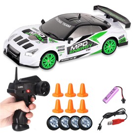 Siereolly RC Drift Car 1:24 Remote Controlled Car 2.4 GHz Toy Car 15 km/h 4WD Remote Controlled Racing Car with Work Lights Gift for Adults Children