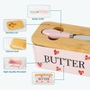YumiPLUS Pink Ceramic Butter Dish with Bamboo Lid and Knife,
