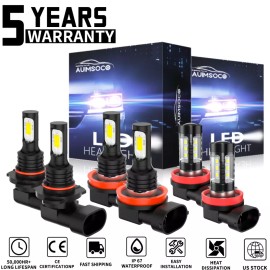 AUIMSOCO For Toyota Sienna 2011 2012-2020 LED Car Light High/Lo Beam Fog Light Bulbs Kit