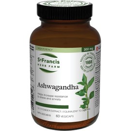 ST FRANCIS HERB FARM Ashwagandha KSM-66 (60 Capsules) Root Extract Adaptogen Routine for Natural Wellness Support, Mood, Sleep, Memory, and Energy (1 Container) Organic, Vegetarian, Made in Canada