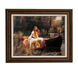 ELITEART-The Lady of Shalott by John William Waterhouse Oil Painting Reproduction Giclee Wall Art Canvas Prints-Framed Size:28" x 35 "