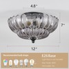 Modern Black Ceiling Light Fixture, 12" Clear Glass Flush Mount