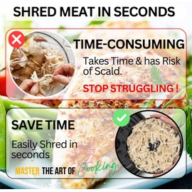 Chicken Shredder, Visible Chicken Shredder Tool Twist, Large Meat Shredder Machine - Ergonomic Handle, Dishwasher Safe, Anti-Slip, Heat Resistant Chicken Breast Shredder & Cleaning Brush (Black)