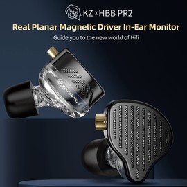 KZ X HBB PR2 in Ear Monitor Headphones, Planar Magnetic Driver IME Earphones, HiFi Alloy Die-casting Shell Wired Earbuds, with Removable Silver-plated Cable