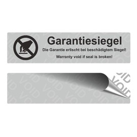 VOID Security Labels "Guarantee Seal with Logo" on Roll - 80 x 20 mm - Black (500)
