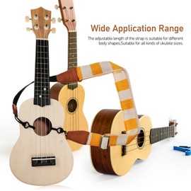 Vaguelly Ukulele Ukulele No Drill, Clip- , Adjustable Double J Hook Clip Belt Replacement Ukulele Neck Sling Instrument Belt for Adult, Yellow