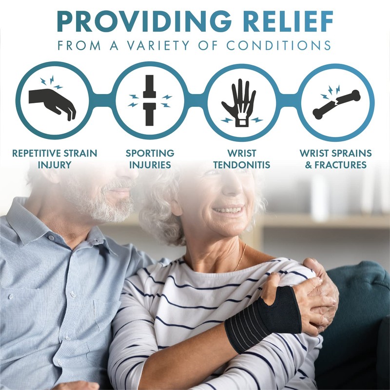 Actesso Elastic Wrist Support with Strap - (L, Black) -