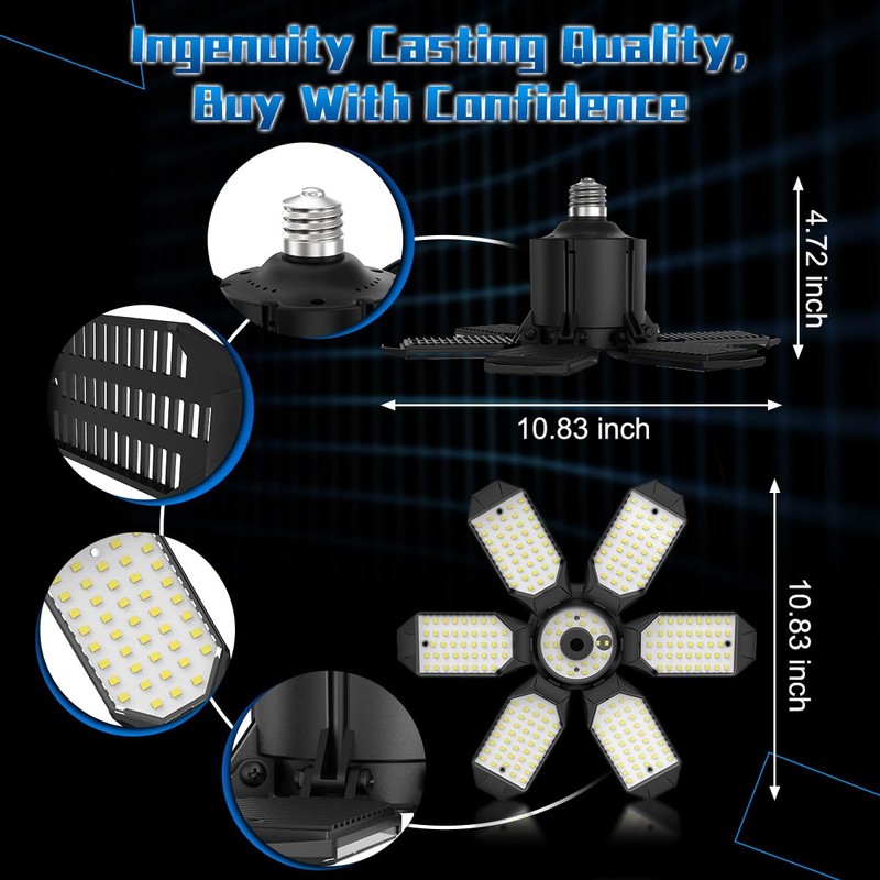 POLARPRA Garage Light - Super Brighter 15000LM Garage Light Bulb