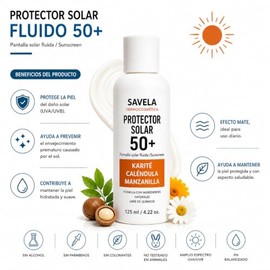 Pantalla Solar Fluida con efecto mate, con Karité, Caléndula y Manzanilla. 50+,