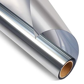 STATINT Window Film Privacy One Way Daytime Mirror Static Non-Adhesive Solar Glass Film Heat Control Anti UV Decorative Window Covering for Home and Office, Silver, 35.4 Inch X 16.4 Feet