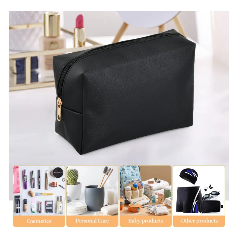 Bolsas De Cosméticos De Viaje Portátil Con Cremallera Negro