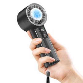 Portable Handheld Fan with Ice Cooler,21H Max Cooling,9500RPM High Speed,100 Speeds, Small Pocket Turbo Design,Digital Display, Rechargeable Personal Handheld AC Fan for Travel Outdoor Office Commute