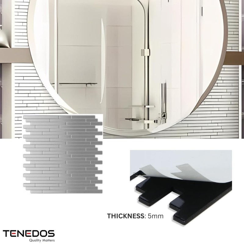 Tenedos TMSD-12x12-SSML Sky Silver Gray Metal Stainless Steel Peel and
