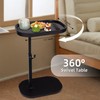 Aoligrace 360°Swivel C Shaped End Table, Adjustable Height TV Tray