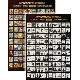 TRANGLE Top 100 Movies Scratch Off Poster - Bucket List IMDB Family Recommendation Movie - Gift Date Night List Cards Films (Movie Artwork)