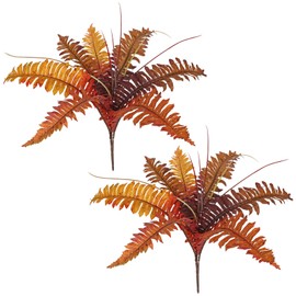 Hollyone Artificial Fall Plants Large Fake Boston Fern Plants Bushes Faux Fall Fern Greenery Shrubs Plant for Indoor Outdoor Home Garden Porch Window Thanksgiving Autumn Wedding Decorations, 2 Pack