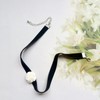 Pearl Rose Flower Choker Necklace Velvet Heart Camellia Necklace Faux
