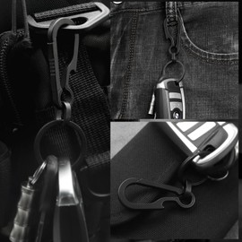 KCFEV Titanium Carabiner Keychain, Bottle Opener Keychain Clip with Key Rings, Detachable Key Organizers Holders for Men and Women-Black