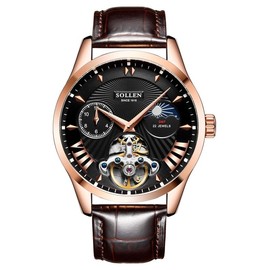 SOLLEN 梭伦 Men's Business Fashion Mechanical Watch, Fashion Watch for Party, Daily Clothing Decor, Trendy All-match & Exquisite Watch for Birthday Gift with Box