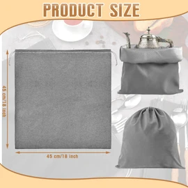 Ferraycle 6 Pcs Silver Storage Bags Anti Tarnish Storage Bag Fabric Cloth for Jewelry Silverware Protection Flatware(18 x 18 Inch,Dark Gray)