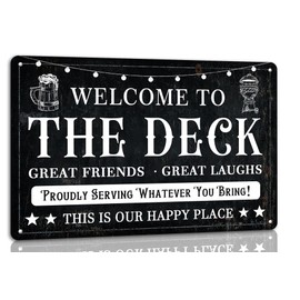 Generic Welcome to the Deck Deck Metal Tin Sign Backyard Accessories Decor Outdoor Vintage Metal Tin Signs Farmhouse Part Patio Porch Home Wall Decorations 8x12 Inches