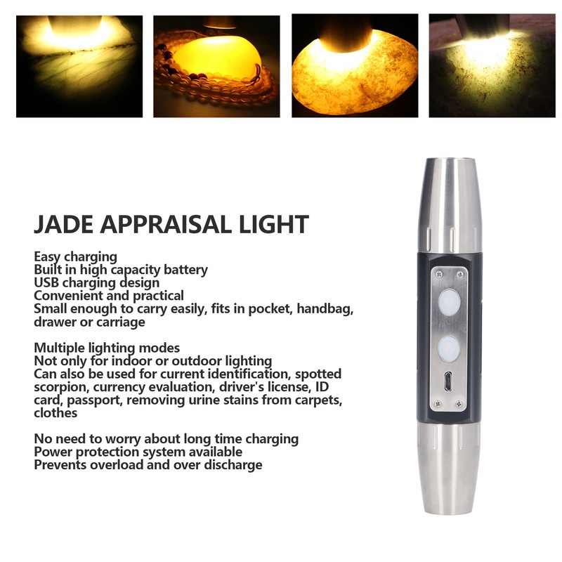 Identification Flashlight Super Bright USB Rechargeable Quad LEDs Portable Jade