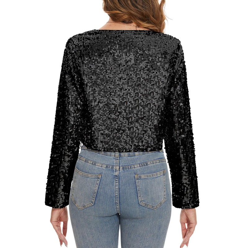 MINTLIMIT Sequin Cardigan Women's Short Open Cardigan Long Sleeve Bolero