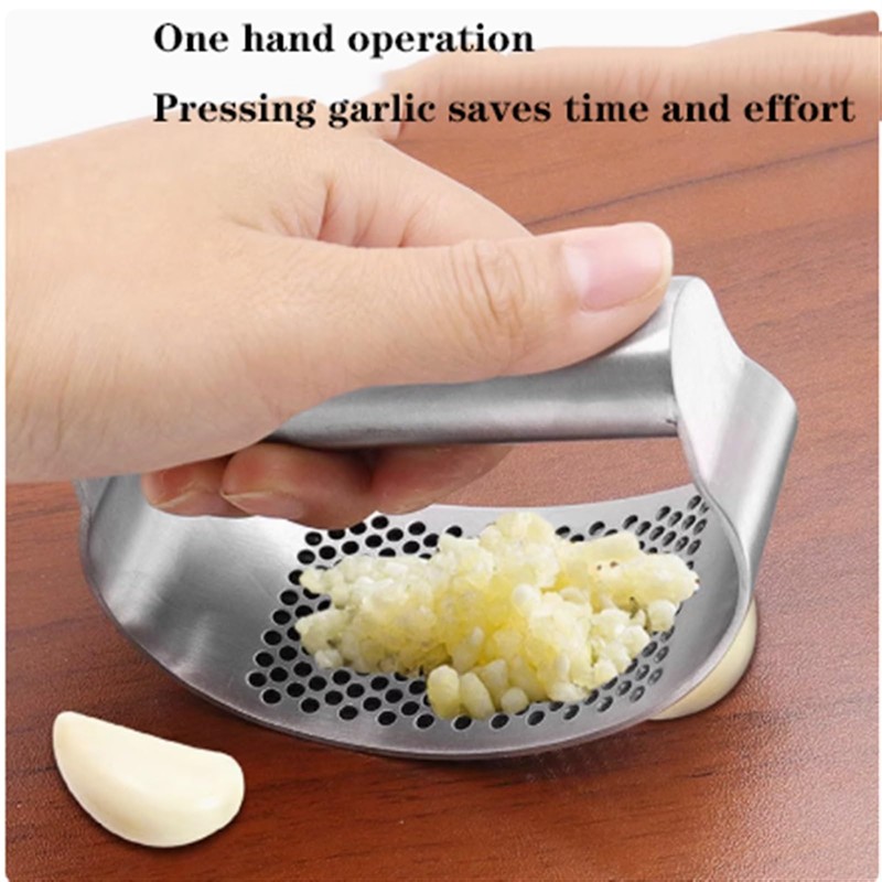 Heavy Duty Garlic Press Rocker, Garlic Crusher, Easy-Squeeze, Stainless Steel